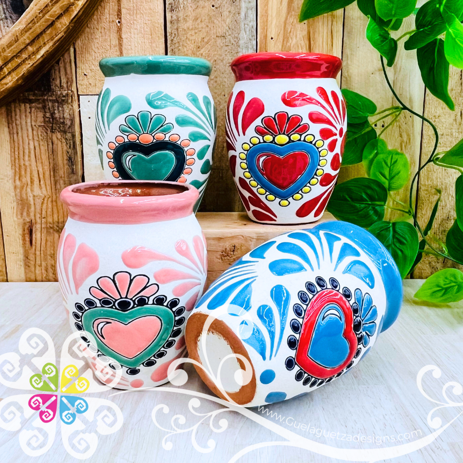 Set of Corazon Espiga Plumeado Cantarito Cup - Set Clay Cantarito