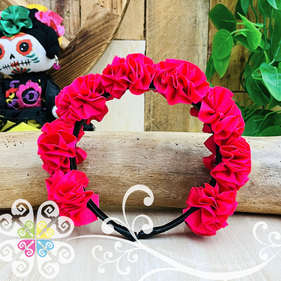 Fuchsia Catrina Ribbon Flower Headband - Folkloric Headband