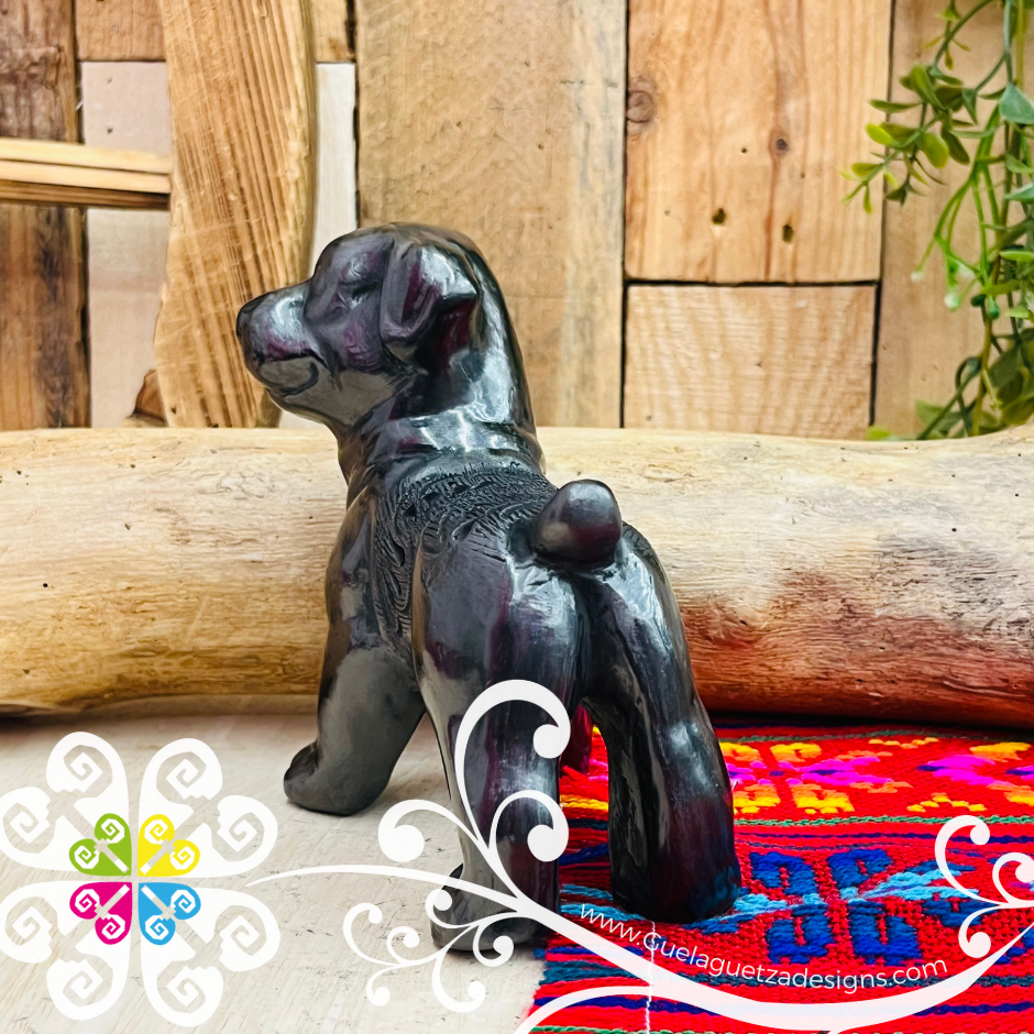 Rottweiler Dog Black Clay Figure - Barro Negro Oaxaca