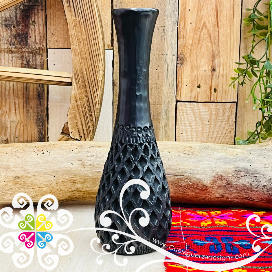 Small Flamingo Black Clay Vase - Barro Negro Oaxaca