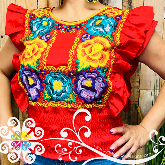 Tehuana Floral Crop Top - Women Tops