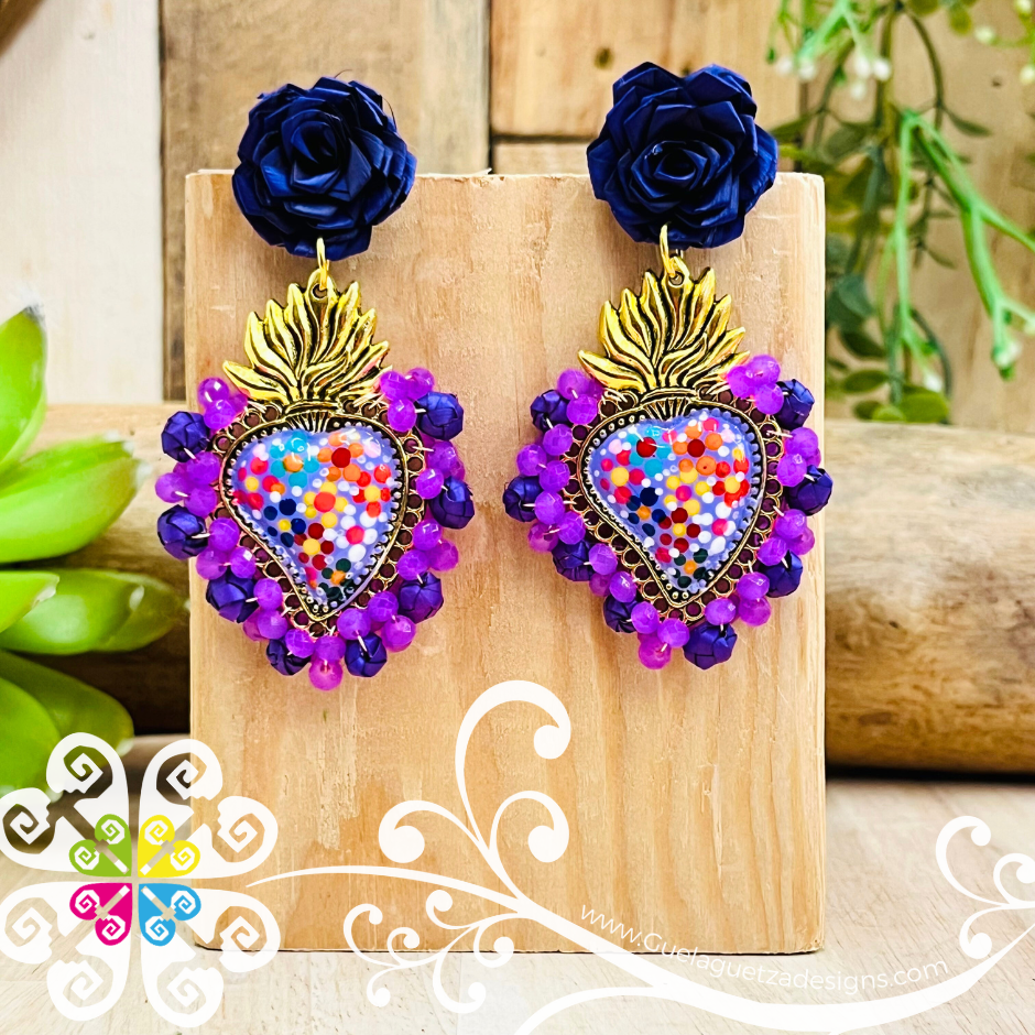 Large Corazon Milagro Studs- Palm Earrings