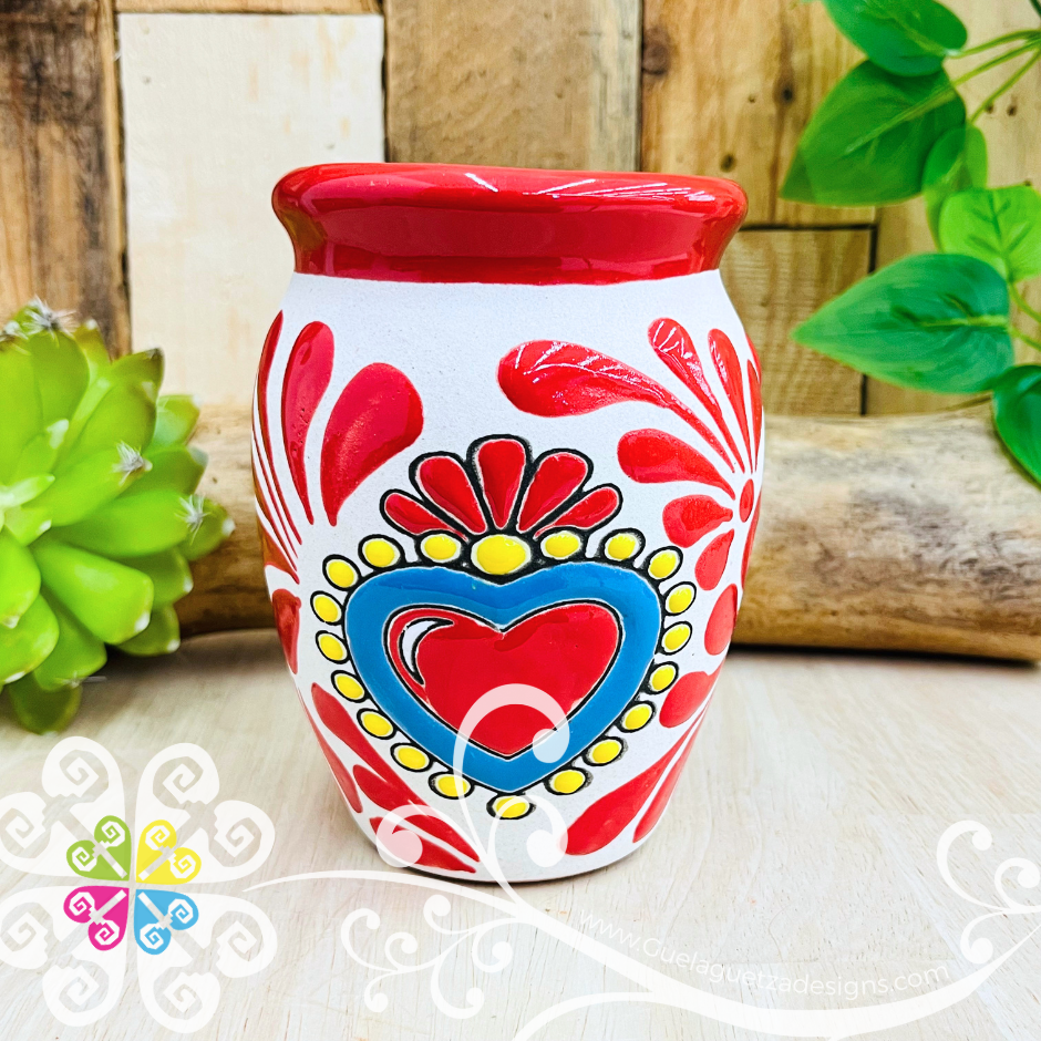 Set of Corazon Espiga Plumeado Cantarito Cup - Set Clay Cantarito