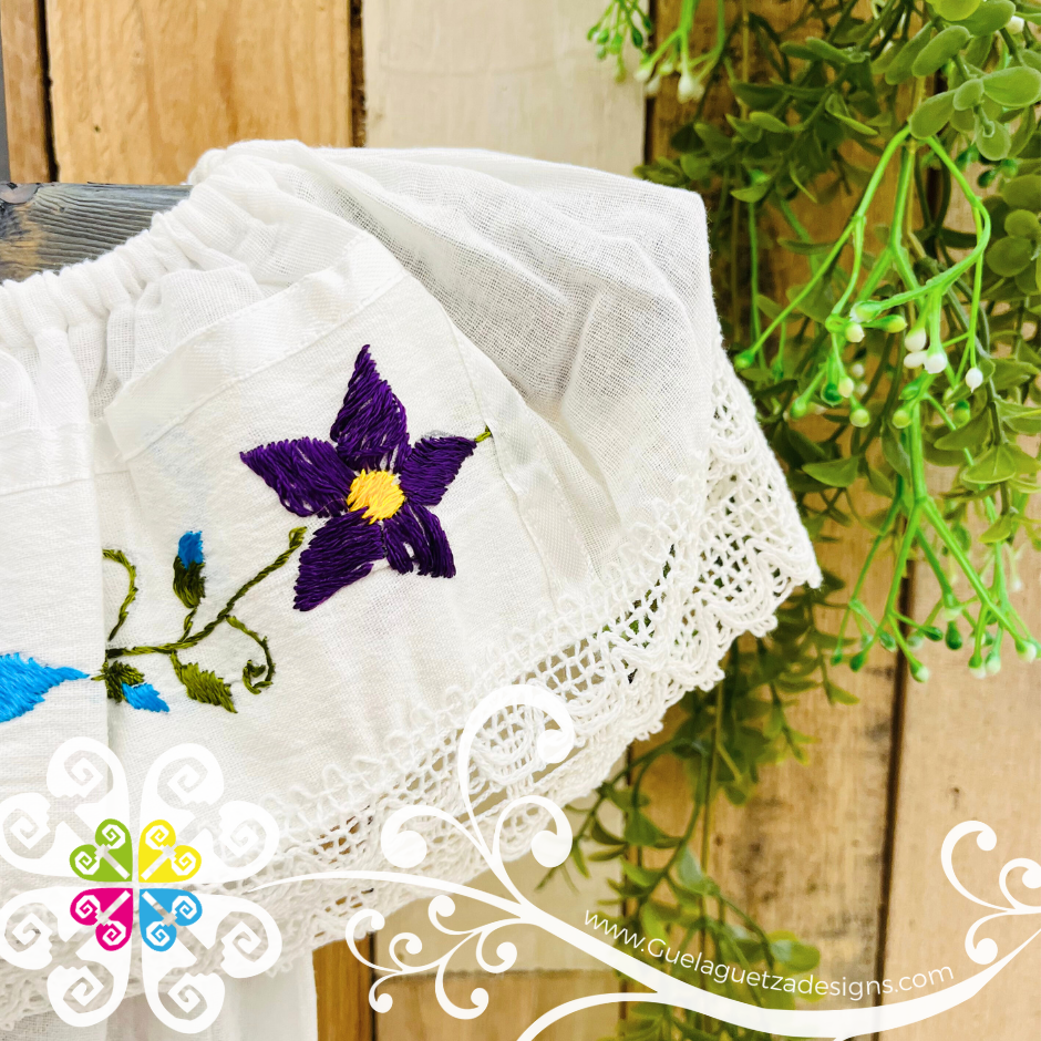 White Aro Embroider Campesino Children Dress