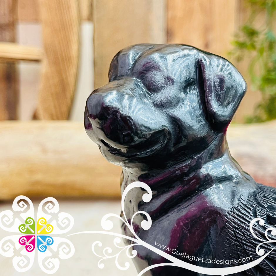 Rottweiler Dog Black Clay Figure - Barro Negro Oaxaca