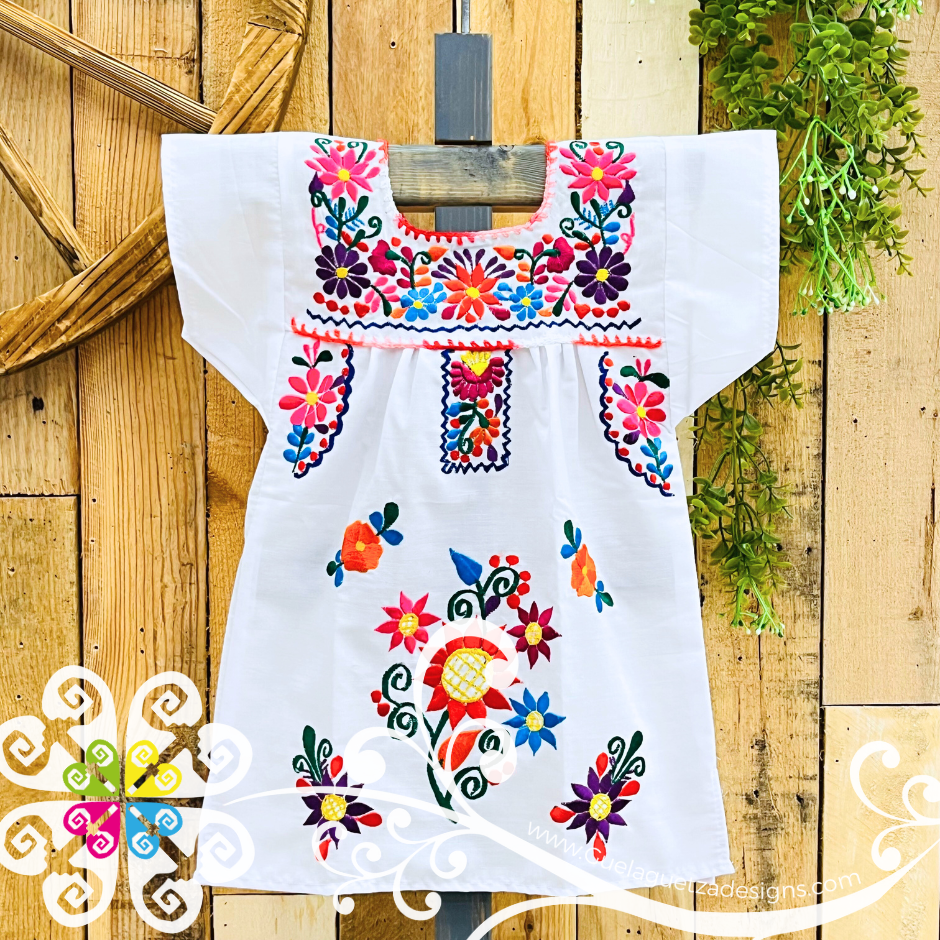 White Vestido Tehuacan Nina - Tehuacan Children Dress