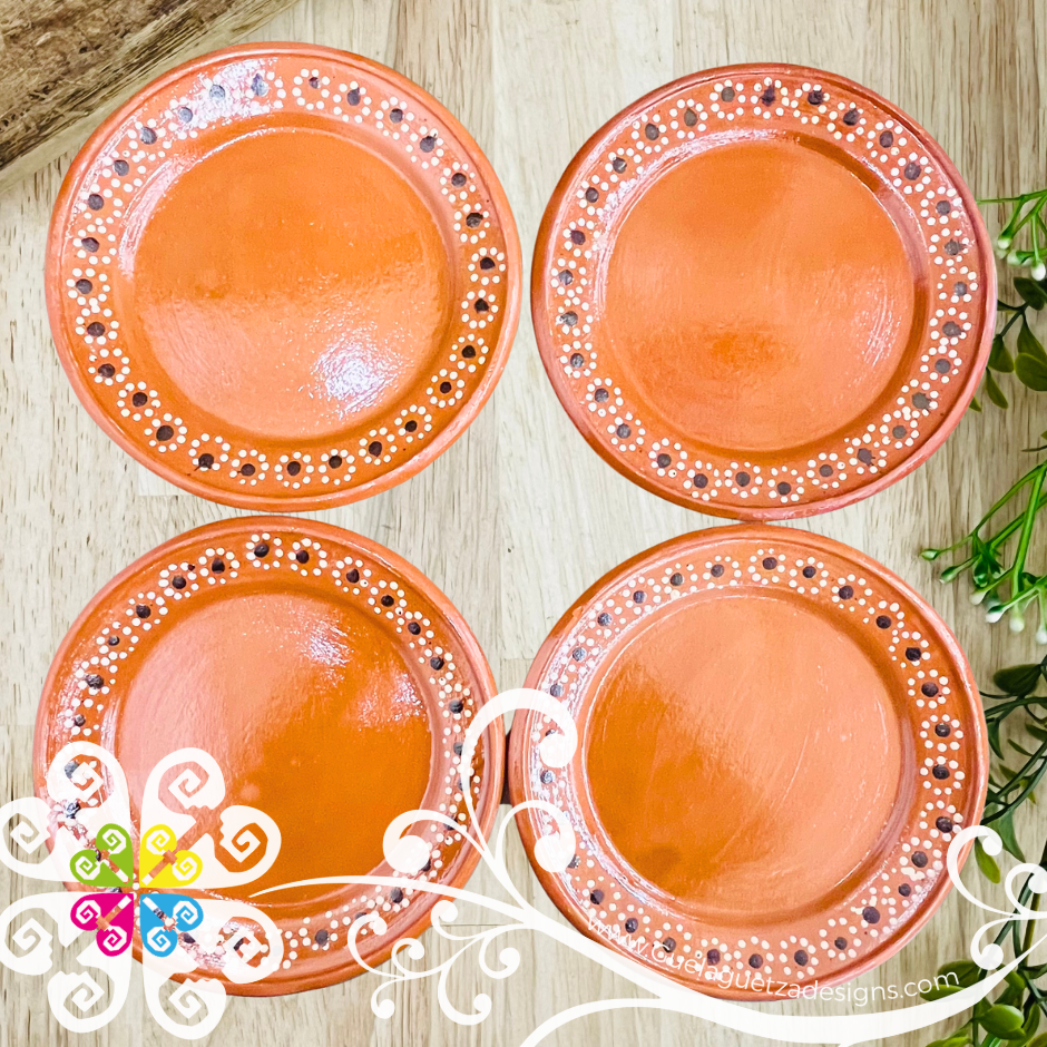 Set of 4 Large Capula Traditional Plate - Set Capula Sencillo Clay Plate