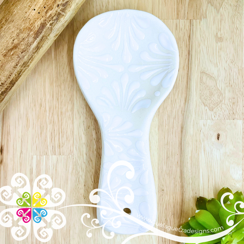 White Espiga Clay Cucharero - Spoon Holder