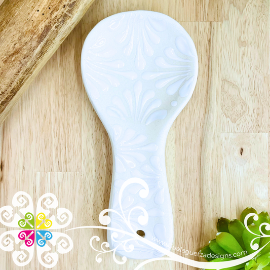 White Espiga Clay Cucharero - Spoon Holder
