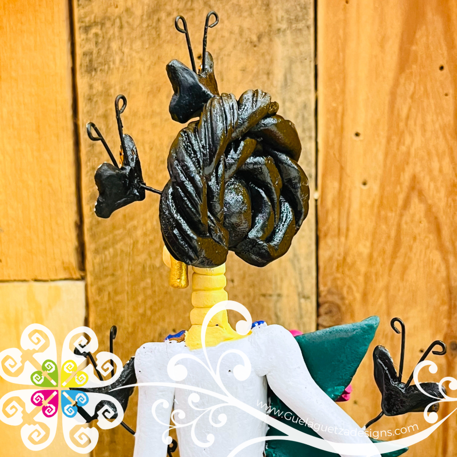 Small Mariposa Colores Fina Clay Catrina Michoacana - Capula Clay Home