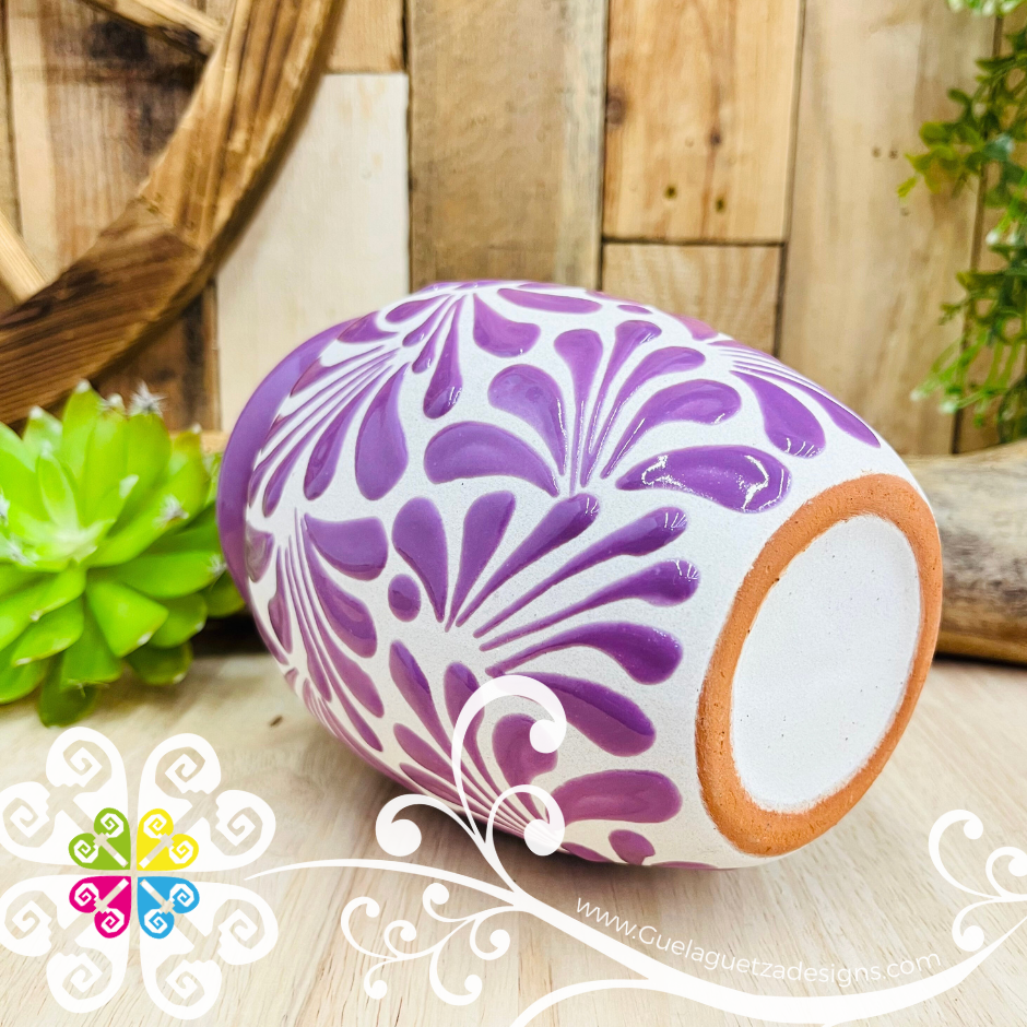 Lilac Espiga Plumeado Bola Clay Vase - Florero Barro