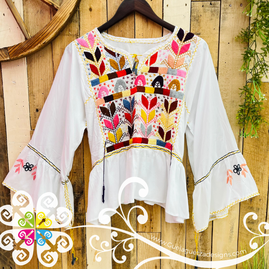 Blusa Chiapas Flores - 3/4 Sleeve Top