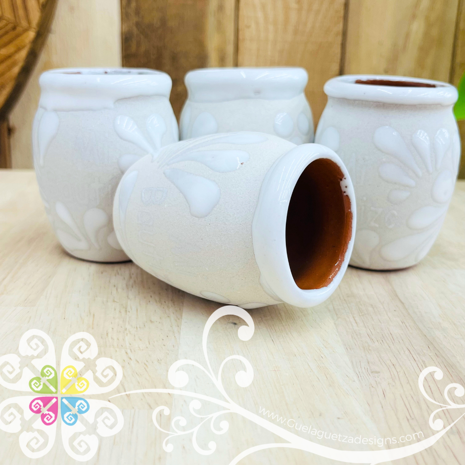 Mi Bautizo - White Espiga Tequilero Barrilito Set - Clay Tequilero Set