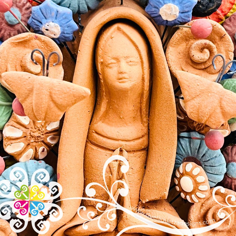 Large Colores Virgen de Guadalupe Home Decor - Barro Metepec