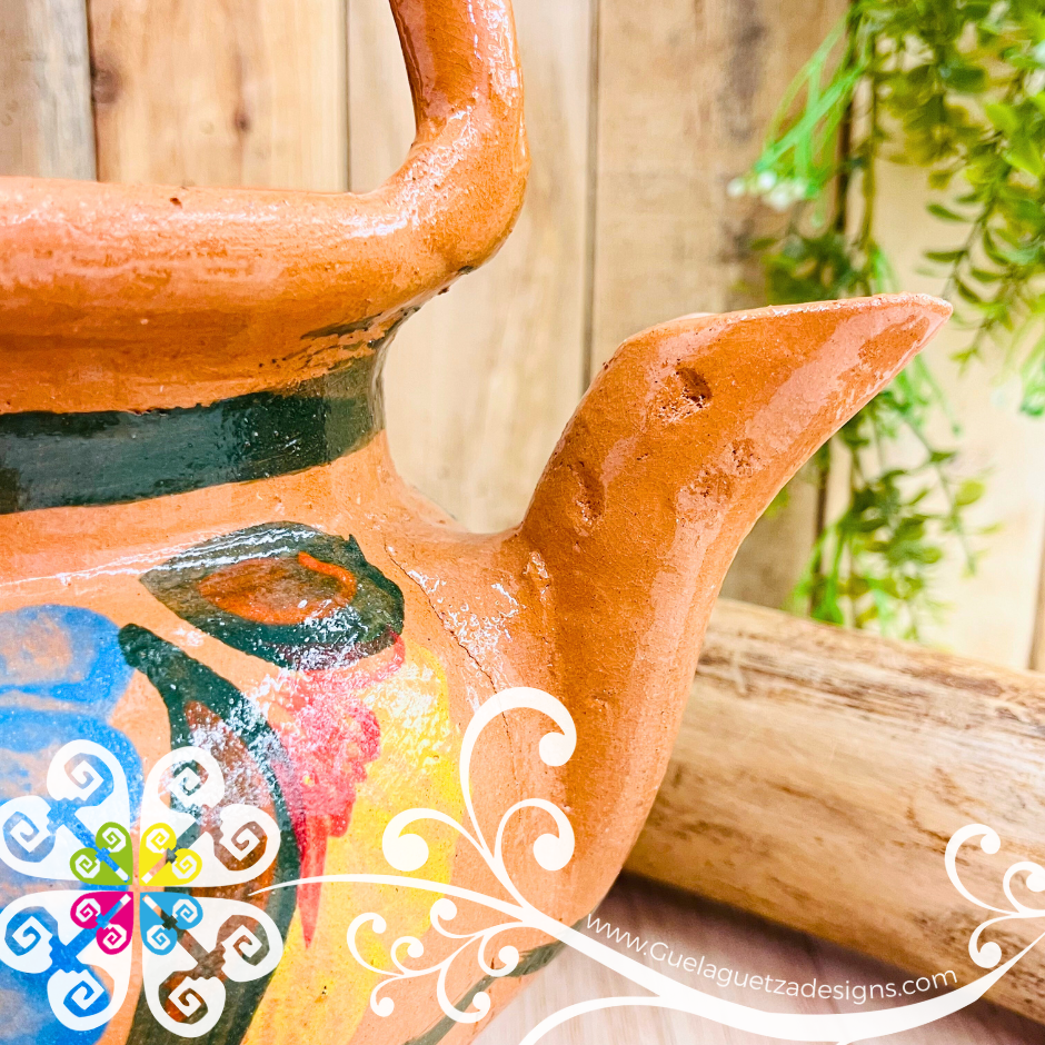 Medium Flor Clay Tea Pot - Mexican Clay Kitchen