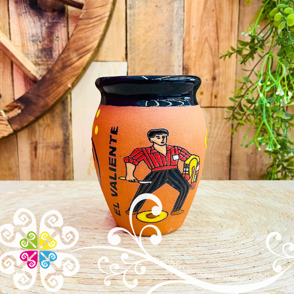 12 - El Valiente Cantarito LoteriaMX - Single Clay Cantarito