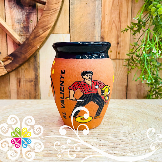 12 - El Valiente Cantarito LoteriaMX - Single Clay Cantarito