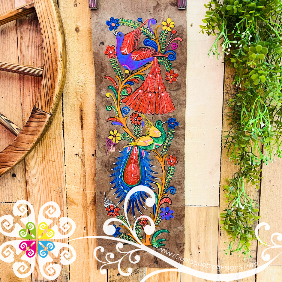 Long Medium Fall Colors Fauna Designs - Amate Paintings