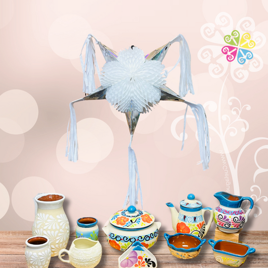 Small White Fiesta Piñata - Mexican Fiesta Decor