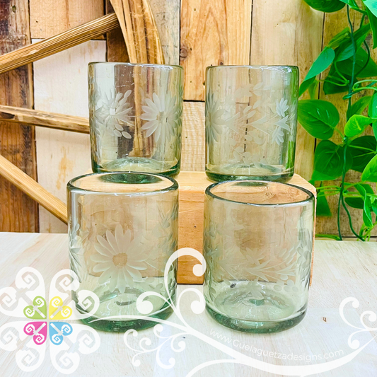 Pepita Grabado Glass Cup - Set of 4 Pcs