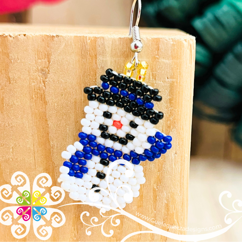 Blue Scarf Snowman - Christmas Beaded Earrings