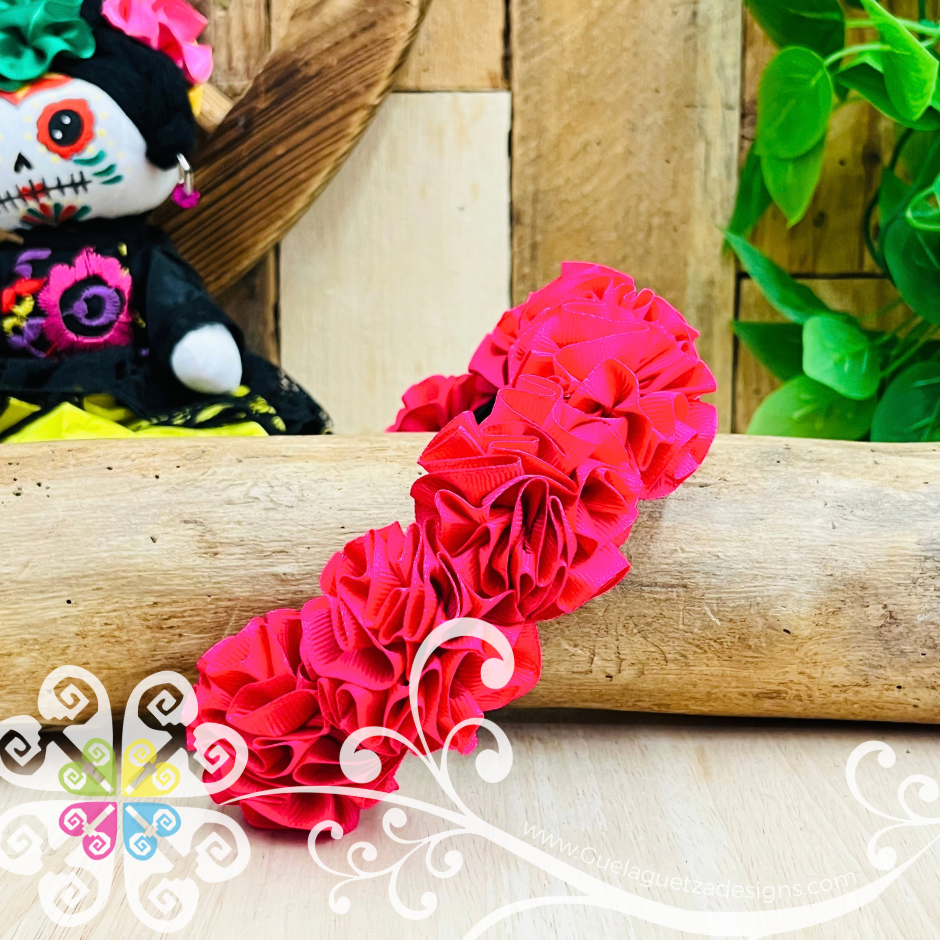 Fuchsia Catrina Ribbon Flower Headband - Folkloric Headband