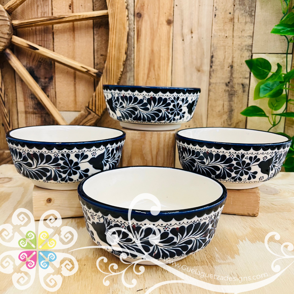 Navy Blue Set of 4 Bowls - Barro Alta Temperatura