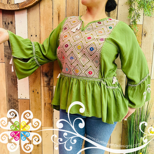 Blusa Chiapas Diamantes - 3/4 Sleeve Top