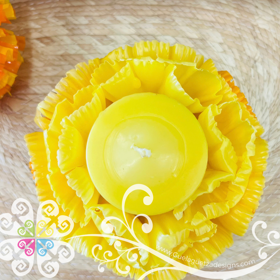 Yellow Cirio Escamado Elegancia Artesanal- Artisan Candles Vedesa