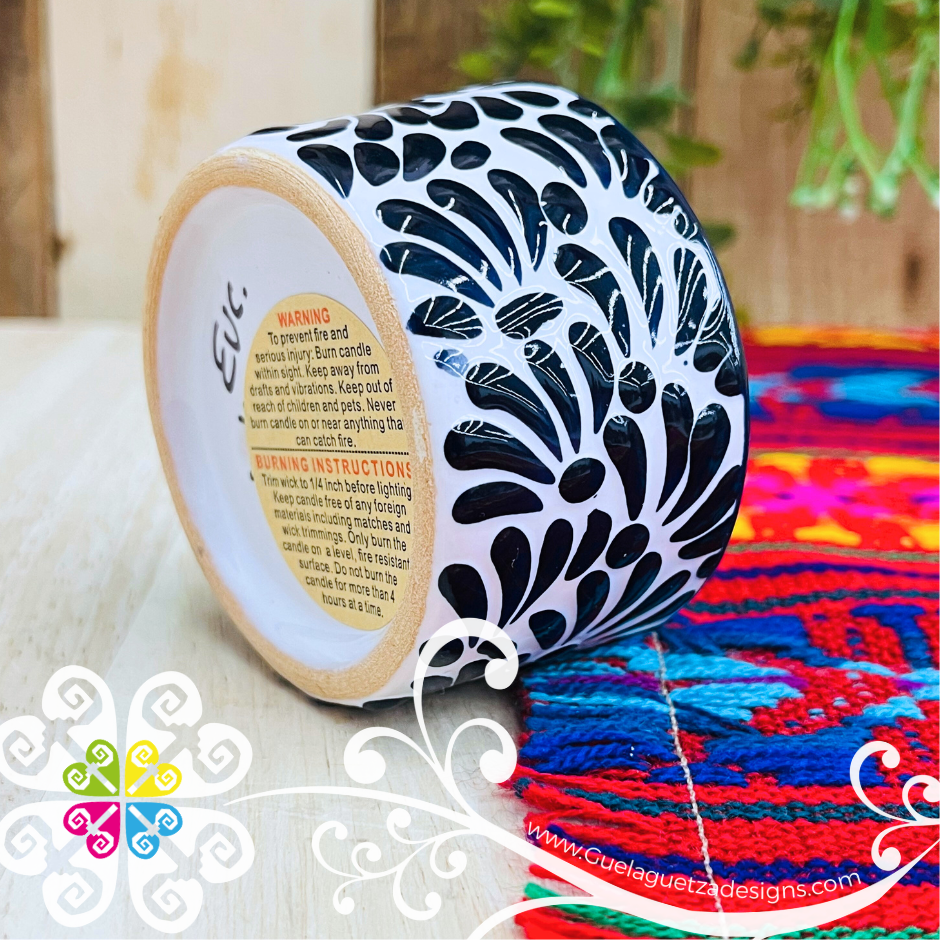 Small Navy Blue Talavera Candle - Artisan Candles