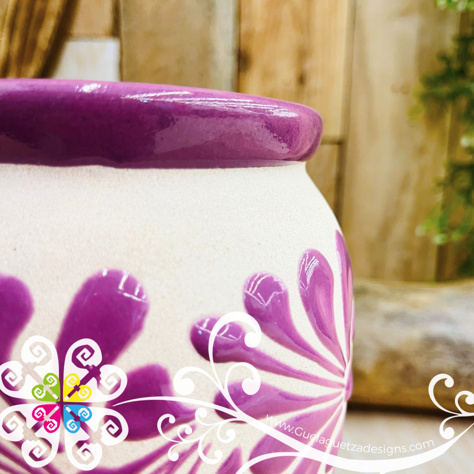 Lilac Espiga Plumeado Bola Clay Vase - Florero Barro