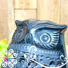 Medium Chunky Owl Black Clay Figure - Barro Negro Oaxaca