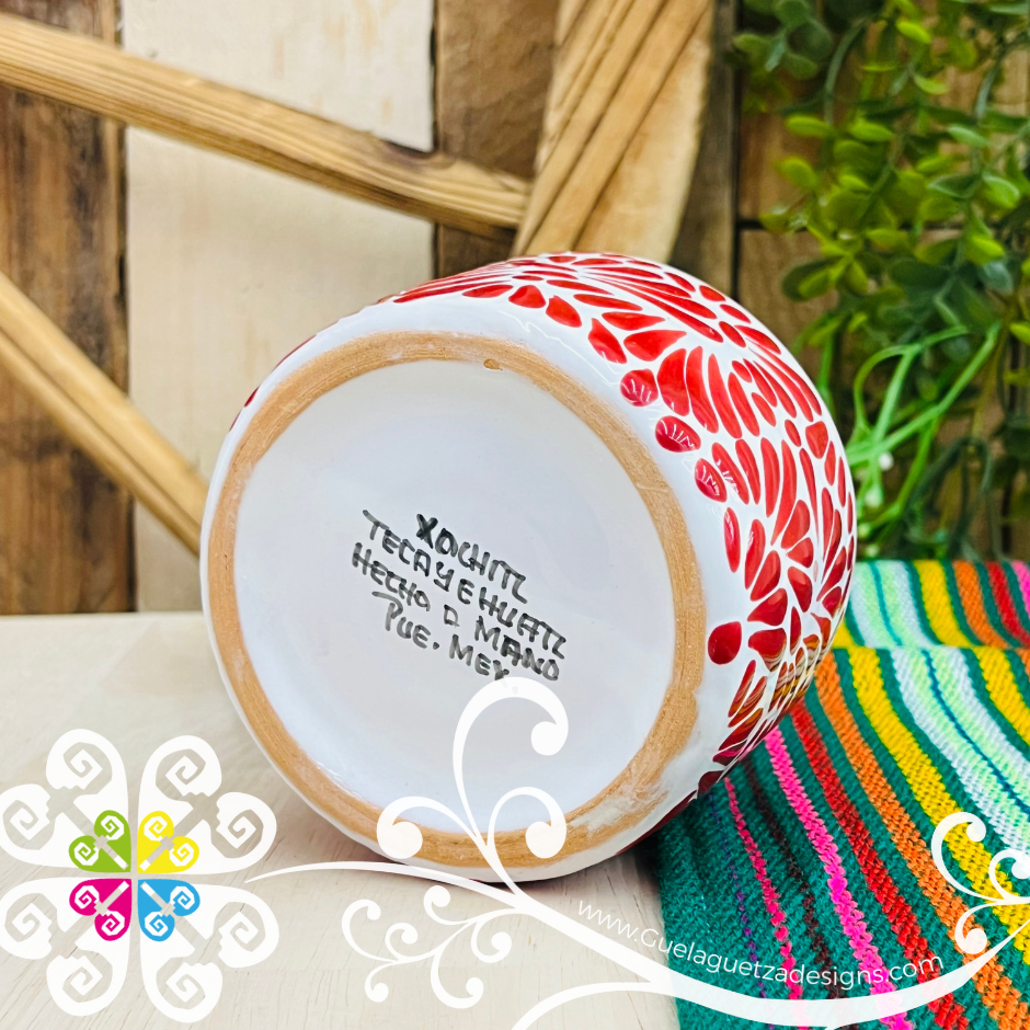 Large Tazon Red Talavera Candle - Artisan Candles