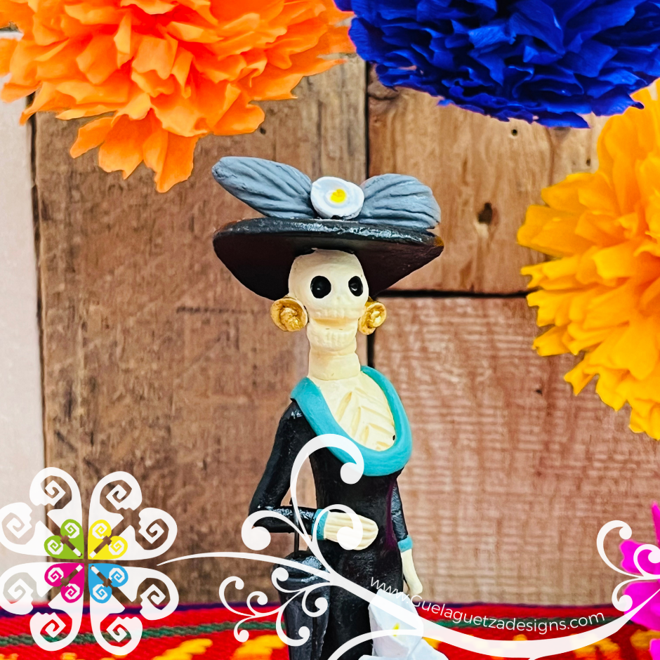 Mini Black Dress Fina Clay Catrina Michoacana - Capula Clay Home