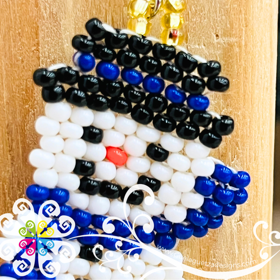 Blue Scarf Snowman - Christmas Beaded Earrings