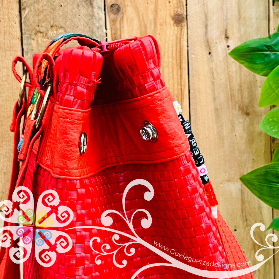 Medium Flor de Tehuana Mexican Purse - Bolsa de Plastico Tejido