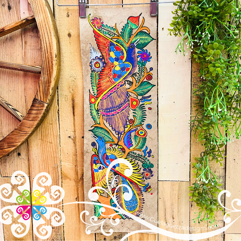 Long Medium Neon Colors Fauna Designs - Amate Paintings