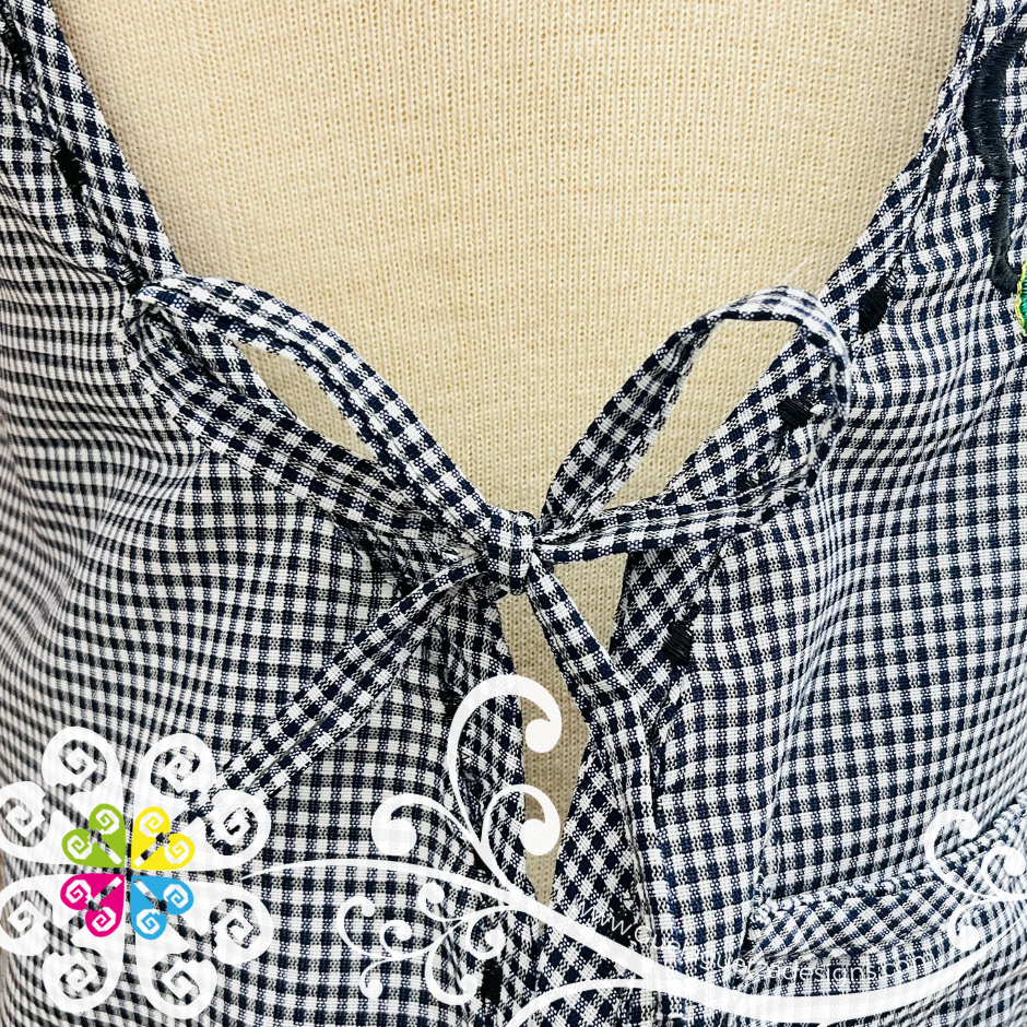Black with White Escapulario Embroider Apron - Mandil Artesanal