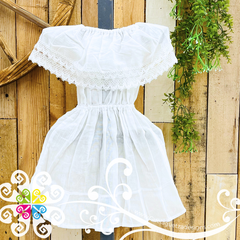 White Aro Embroider Campesino Children Dress