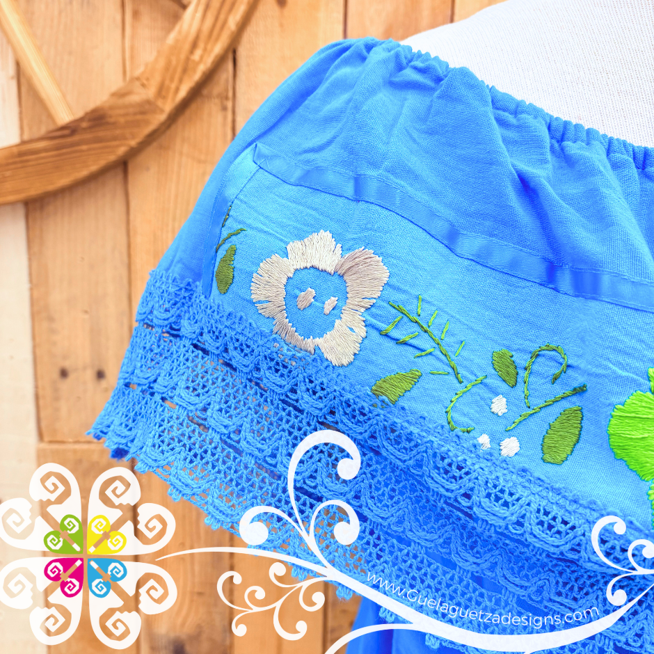 Blue Turquoise Campesina Embroider - Women Top