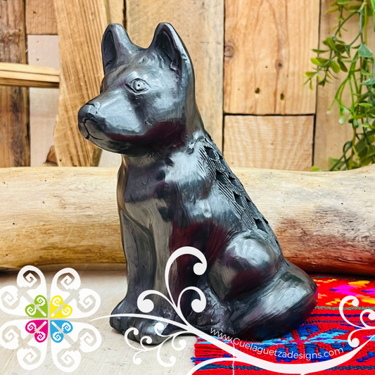 Huski Dog Black Clay Figure - Barro Negro Oaxaca