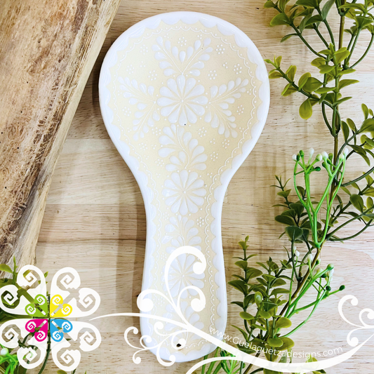 White Dalia Spoon Rest - Barro Alta Temperatura - Spoon Rest