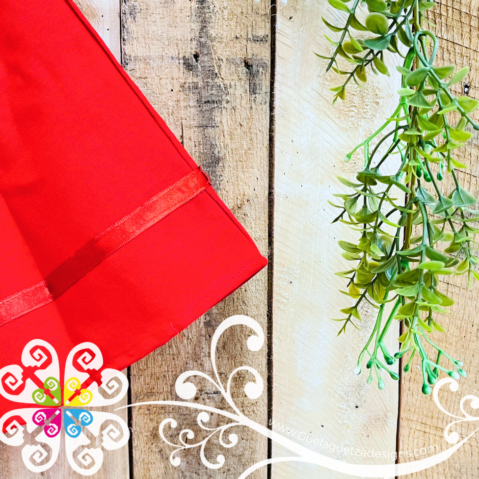 Red Tehuana Embroider Campesino Children Dress