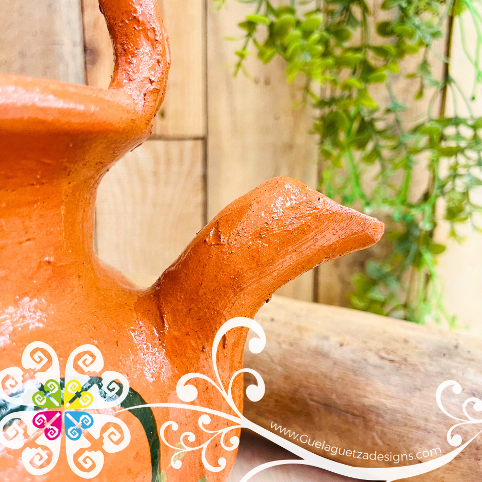Capula Dots and Flor Clay Tea Pot - Mexican Clay Kitchen