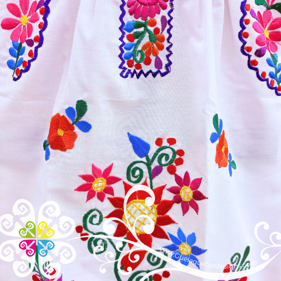White Vestido Tehuacan Nina - Tehuacan Children Dress