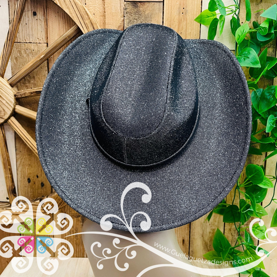 Black with Silver Glitter Cowboy Hat - Unisex Hat