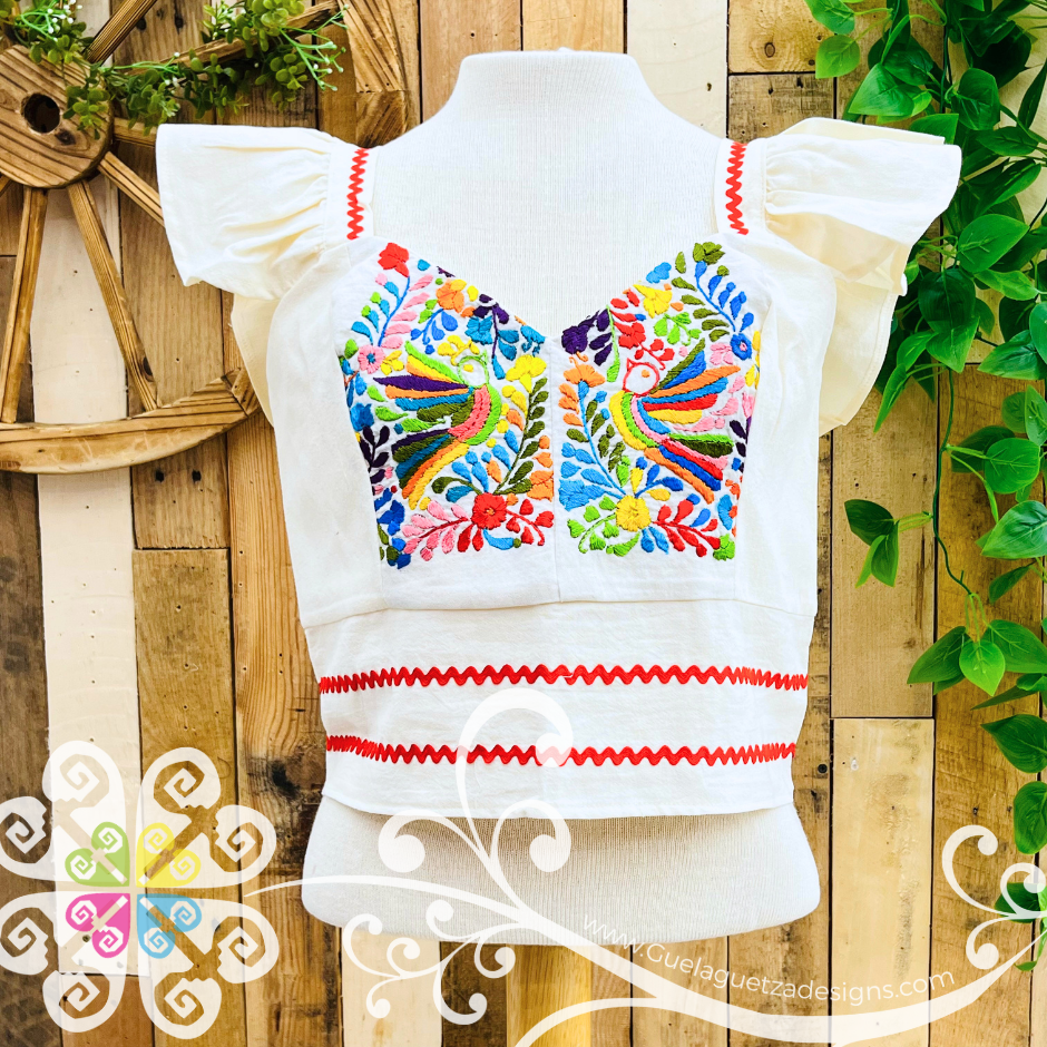 Multicolor Paloma Crop Top - Short Flutter Sleeve - Women's Top