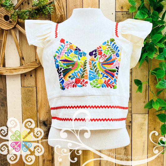Multicolor Paloma Crop Top - Short Flutter Sleeve - Women's Top