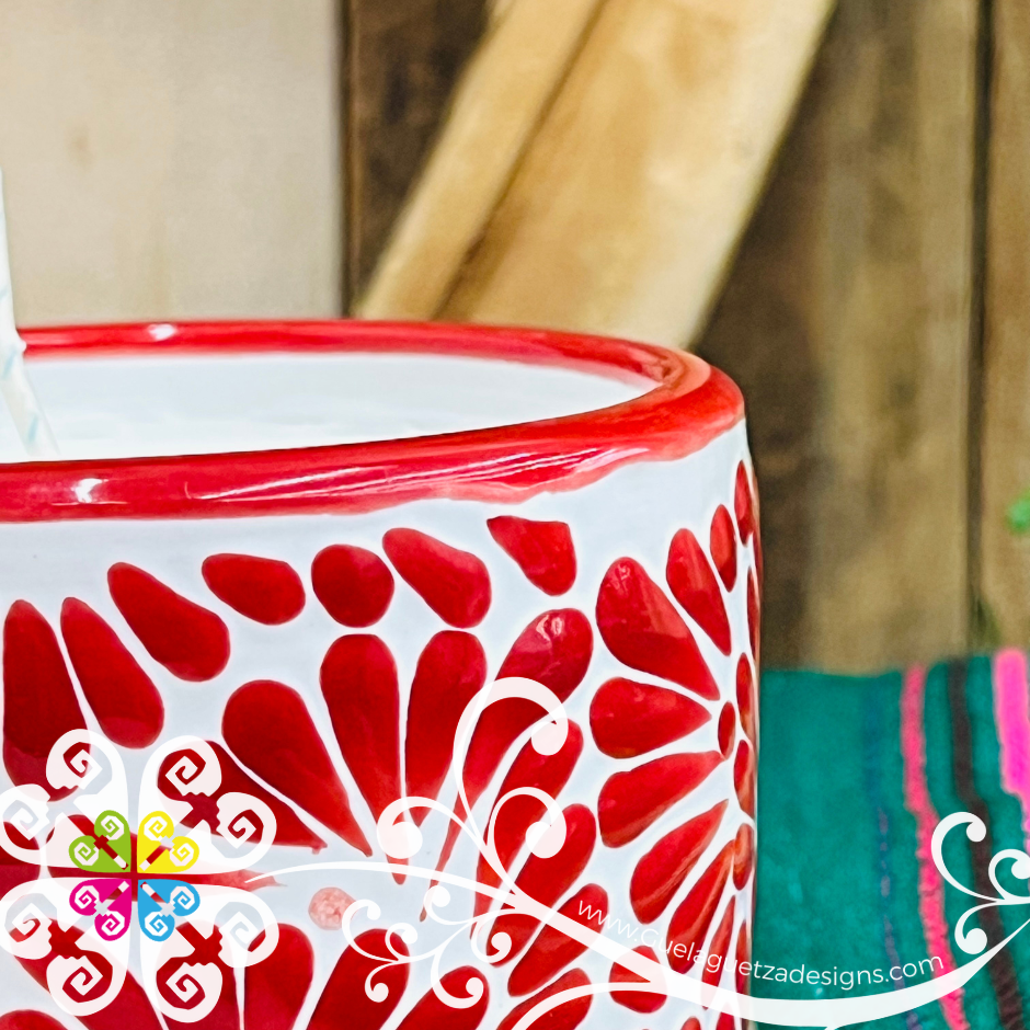 Large Tazon Red Talavera Candle - Artisan Candles