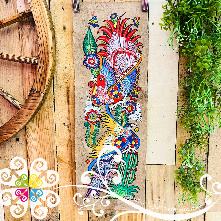 Long Medium Fall Colors Fauna Designs - Amate Paintings
